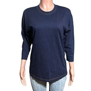 Crew neck 3/4 sleeeve  indigo pullover tee M